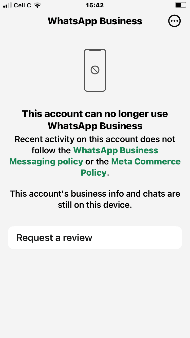 whatsapp blocked the account