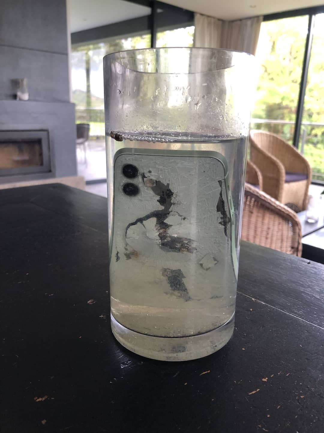 a destroyed iphone - the result of breaking our house rules