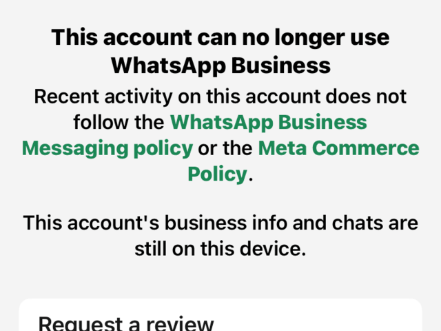 whatsapp blocked the account